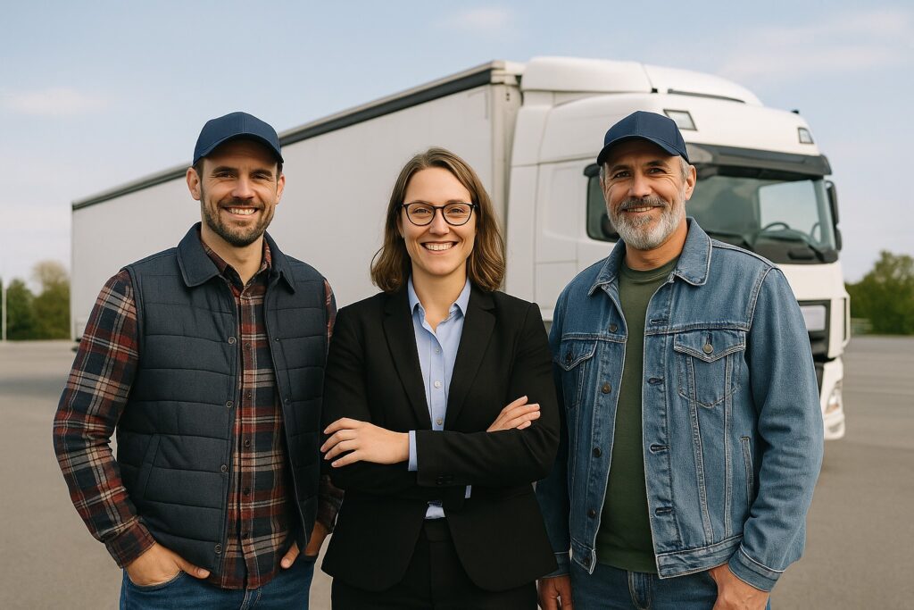 Retention Manager im persönlichen Gespräch mit LKW-Fahrern zur Mitarbeiterbindung